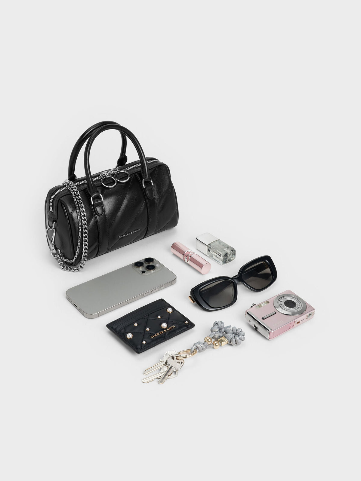 CHARLES & KEITH Hot Sale / Philomena Bowling Bag - Noir