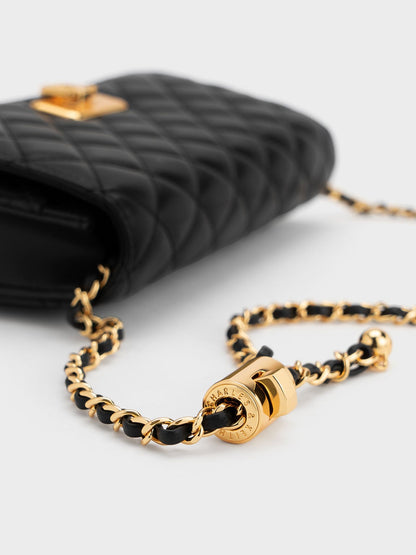 CHARLES & KEITH Special Offer / Cressida Quilted Push-Lock Clutch - Black