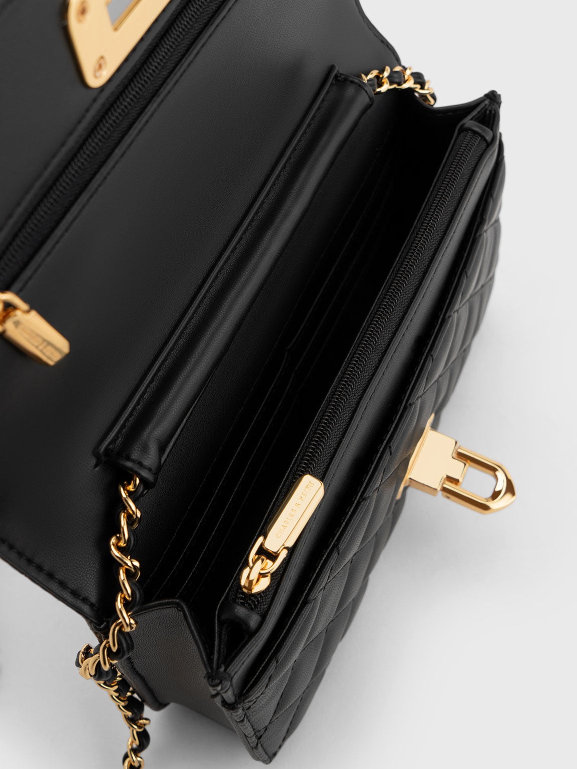 CHARLES & KEITH Special Offer / Cressida Quilted Push-Lock Clutch - Black