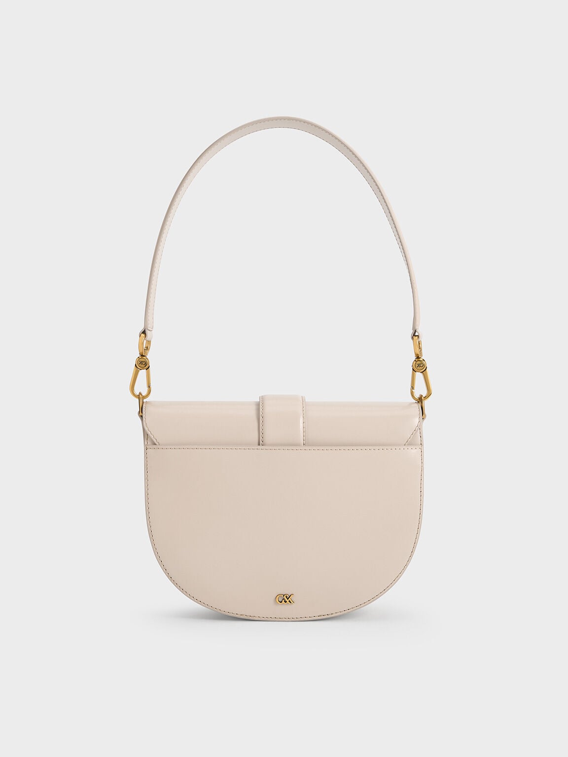 CHARLES & KEITH Hot Sale / Gabine Leather Saddle Bag - Oat