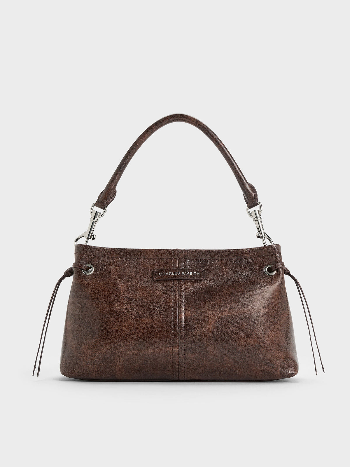 CHARLES & KEITH Classic / Noane Top Handle Bag - Distressed Coffee