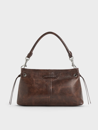 CHARLES & KEITH Classic / Noane Top Handle Bag - Distressed Coffee