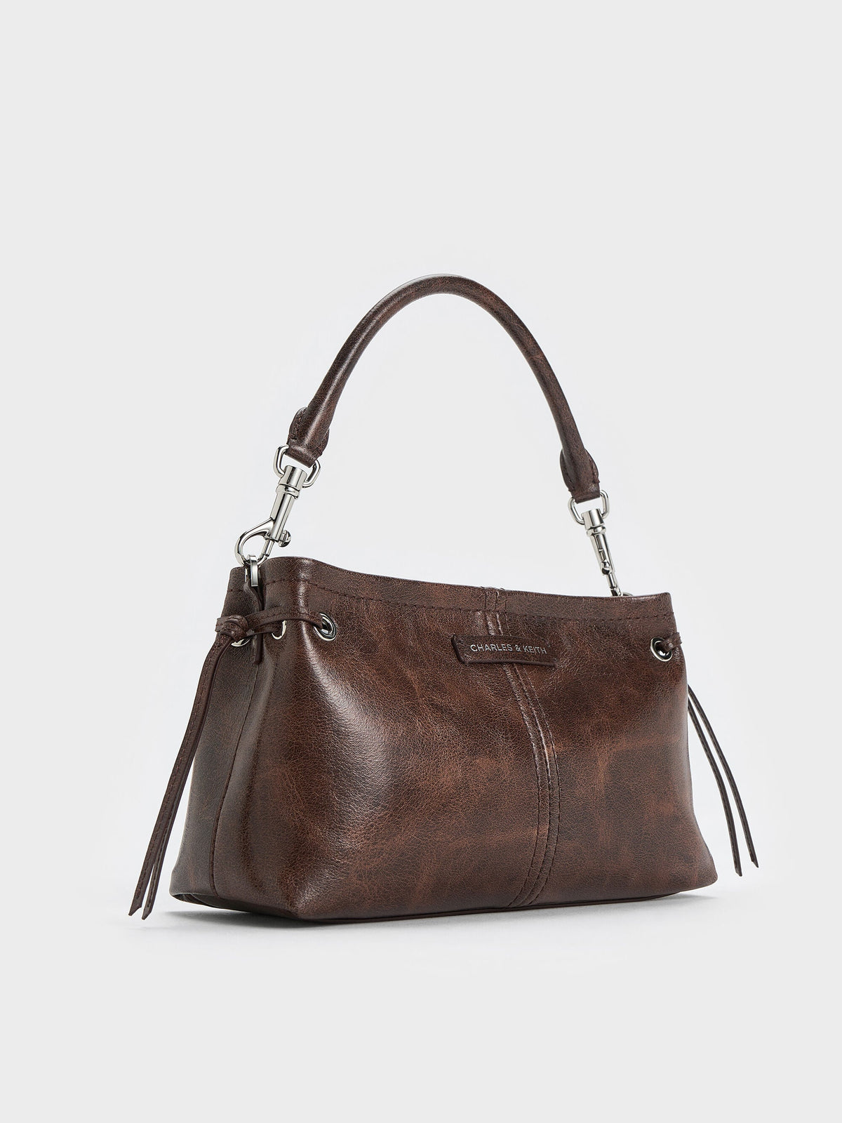 CHARLES & KEITH Classic / Noane Top Handle Bag - Distressed Coffee