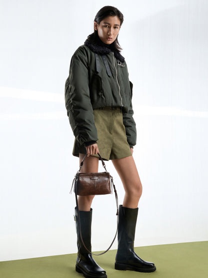 CHARLES & KEITH Classic / Noane Top Handle Bag - Distressed Coffee