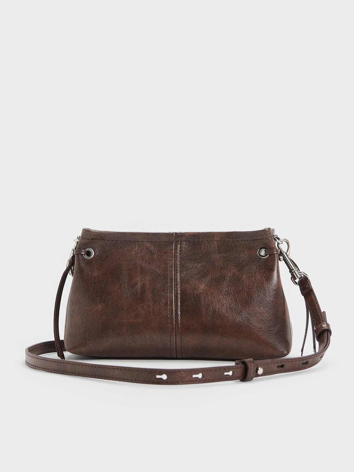 CHARLES & KEITH Classic / Noane Top Handle Bag - Distressed Coffee