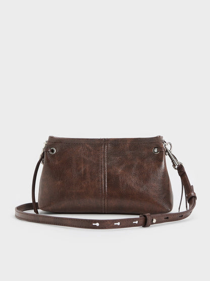 CHARLES & KEITH Classic / Noane Top Handle Bag - Distressed Coffee