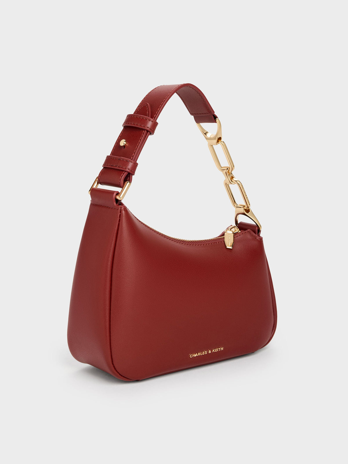 CHARLES & KEITH Latest / Mini Agatha Chain-Strap Shoulder Bag - Burgundy