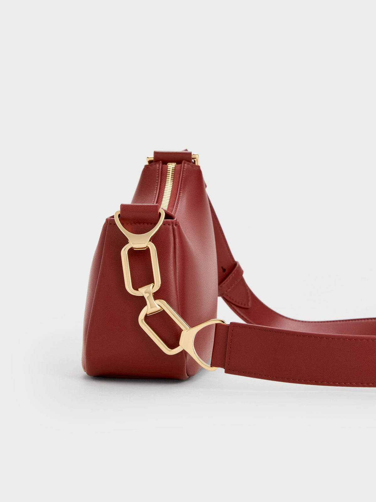 CHARLES & KEITH Latest / Mini Agatha Chain-Strap Shoulder Bag - Burgundy