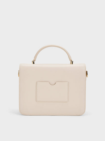 CHARLES & KEITH Discount / Octavia Front Flap Top Handle Bag - Ivory