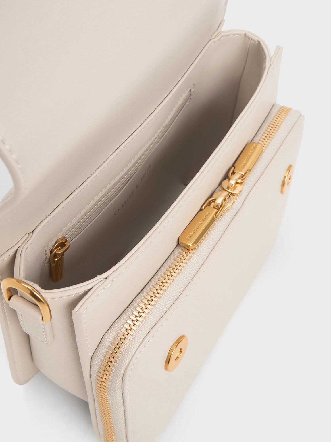 CHARLES & KEITH Discount / Octavia Front Flap Top Handle Bag - Ivory