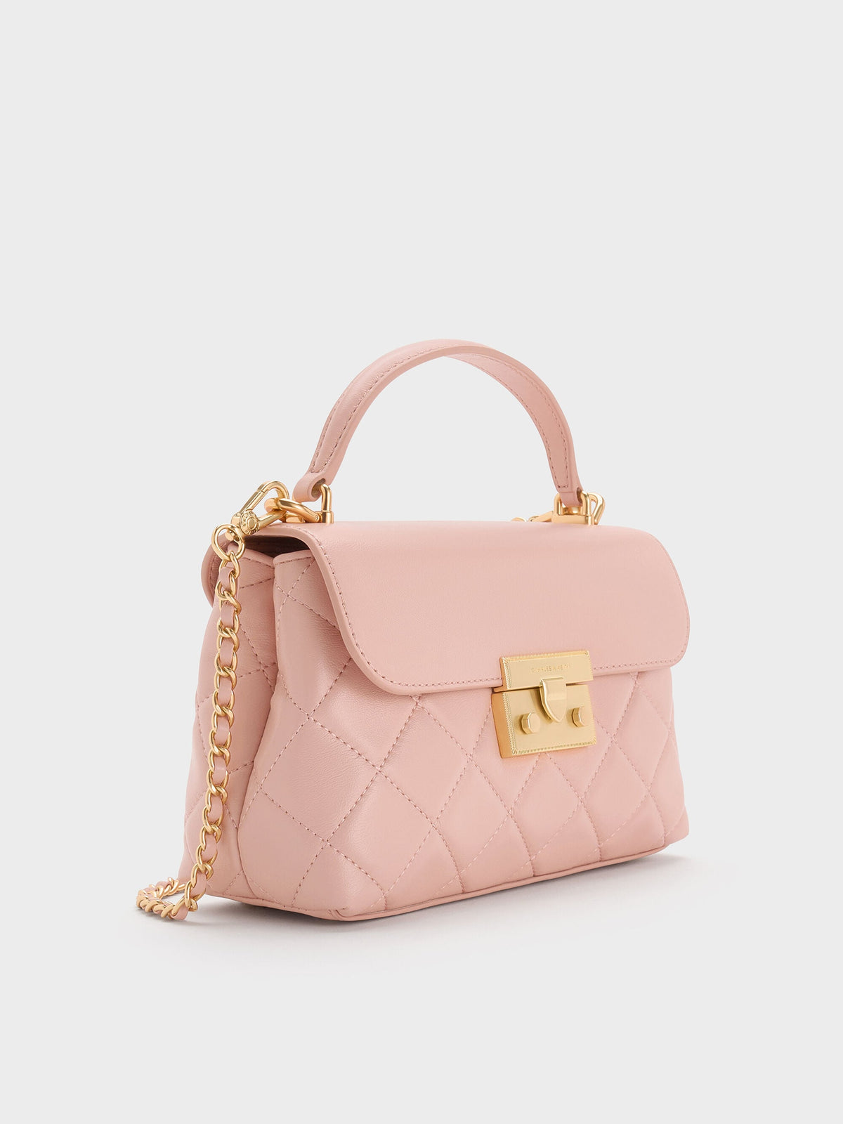 CHARLES & KEITH Discount / Alva Quilted Top Handle Bag - Light Pink
