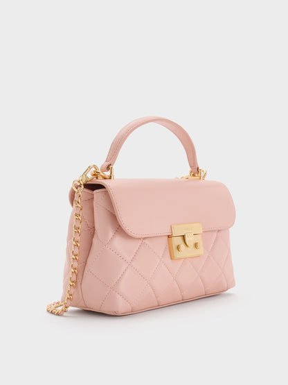 CHARLES & KEITH Discount / Alva Quilted Top Handle Bag - Light Pink