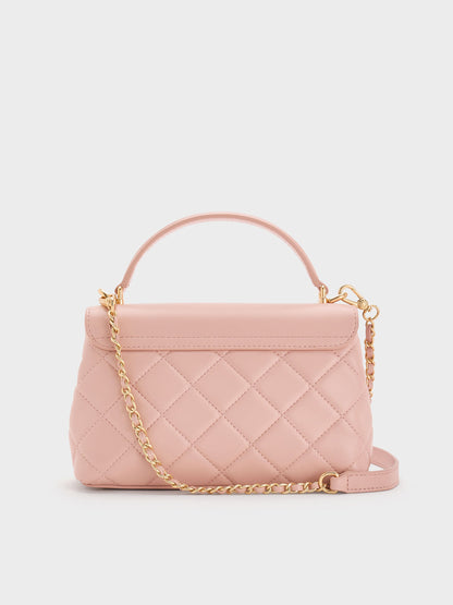 CHARLES & KEITH Discount / Alva Quilted Top Handle Bag - Light Pink