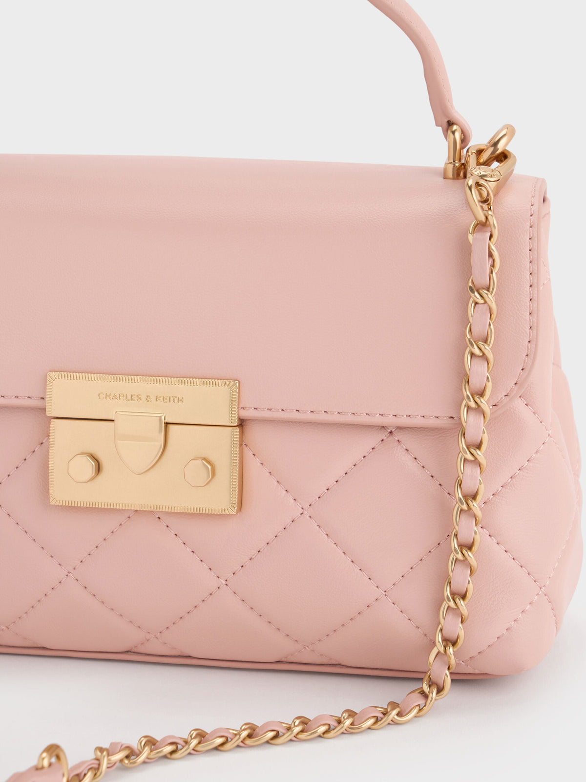 CHARLES & KEITH Discount / Alva Quilted Top Handle Bag - Light Pink
