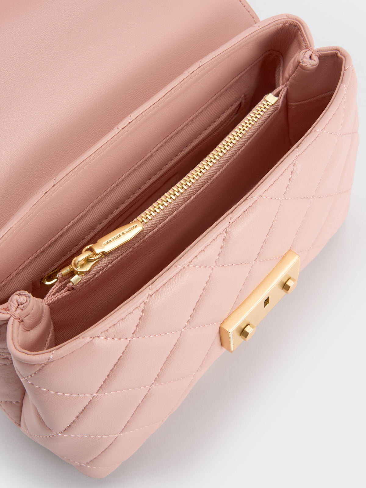CHARLES & KEITH Discount / Alva Quilted Top Handle Bag - Light Pink