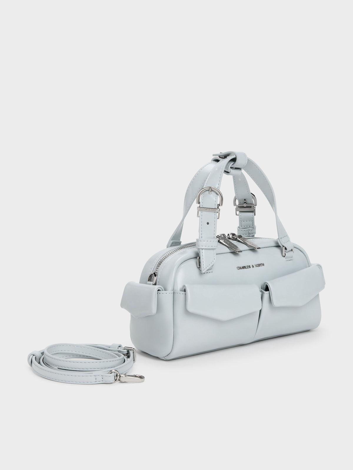 CHARLES & KEITH Trusted / Rachel Multi-Pocket Bowling Bag - Sea Salt Blue