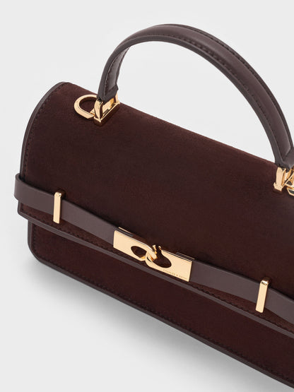 CHARLES & KEITH Smart Buy / Arlet Belted Top Handle Bag - Espresso Brown