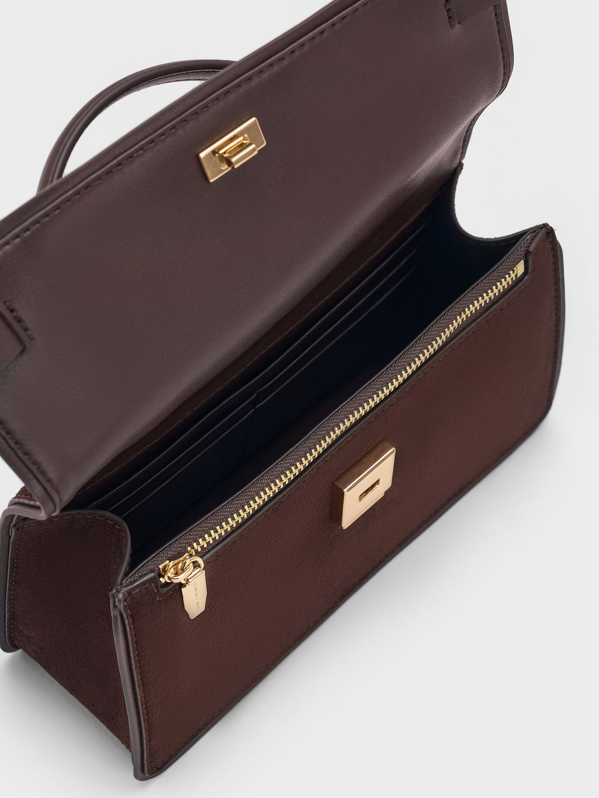 CHARLES & KEITH Smart Buy / Arlet Belted Top Handle Bag - Espresso Brown