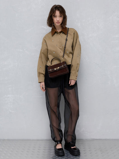 CHARLES & KEITH Smart Buy / Arlet Belted Top Handle Bag - Espresso Brown