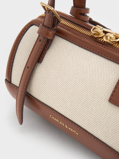 CHARLES & KEITH Sale / Enola Canvas Bowling Bag - Chocolate
