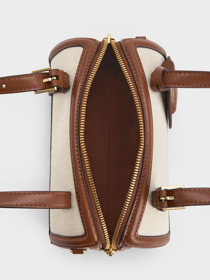 CHARLES & KEITH Sale / Enola Canvas Bowling Bag - Chocolate