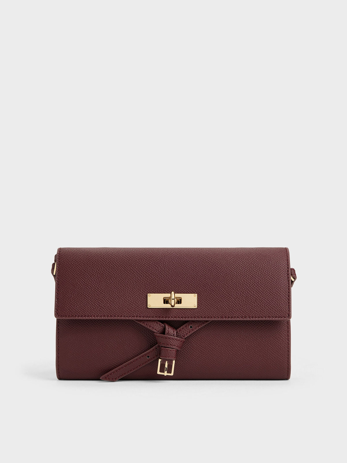 CHARLES & KEITH Popular / Tricha Knotted-Belt Crossbody Bag - Wineberry Red