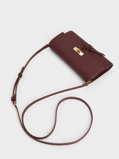 CHARLES & KEITH Popular / Tricha Knotted-Belt Crossbody Bag - Wineberry Red