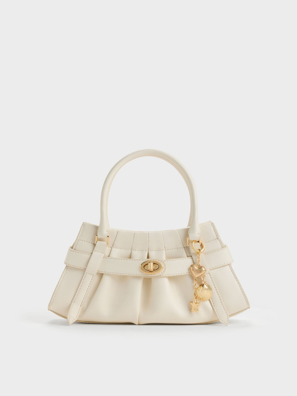 CHARLES & KEITH Essential / Isolde Belted Ruched Crossbody Bag - Cream