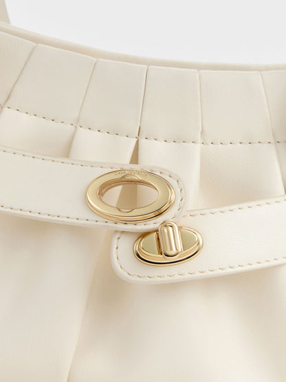 CHARLES & KEITH Essential / Isolde Belted Ruched Crossbody Bag - Cream