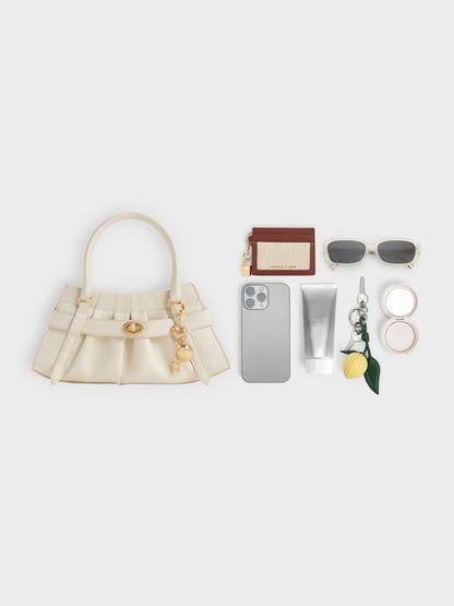 CHARLES & KEITH Essential / Isolde Belted Ruched Crossbody Bag - Cream