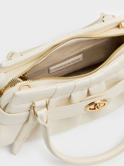 CHARLES & KEITH Essential / Isolde Belted Ruched Crossbody Bag - Cream