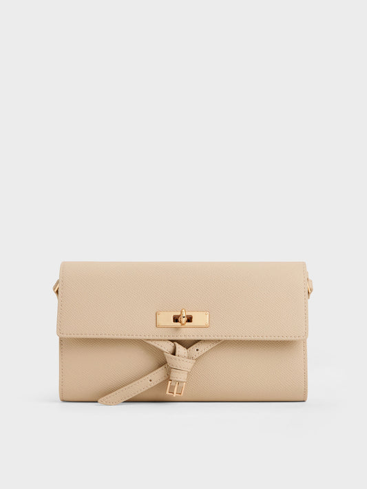 CHARLES & KEITH Value / Tricha Knotted-Belt Crossbody Bag - Sand Beige