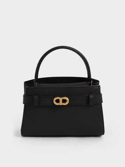 CHARLES & KEITH Essential / Aubrielle Belted Top Handle Bag - Black
