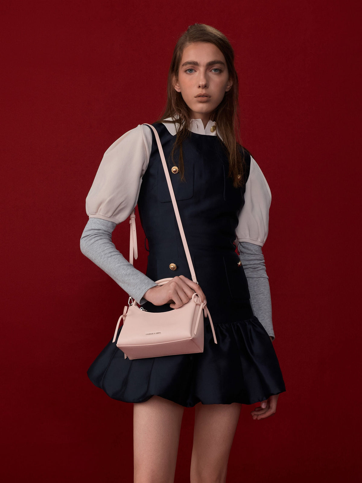 CHARLES & KEITH Sale / Hazel Bow Top Handle Bag - Soft Pink