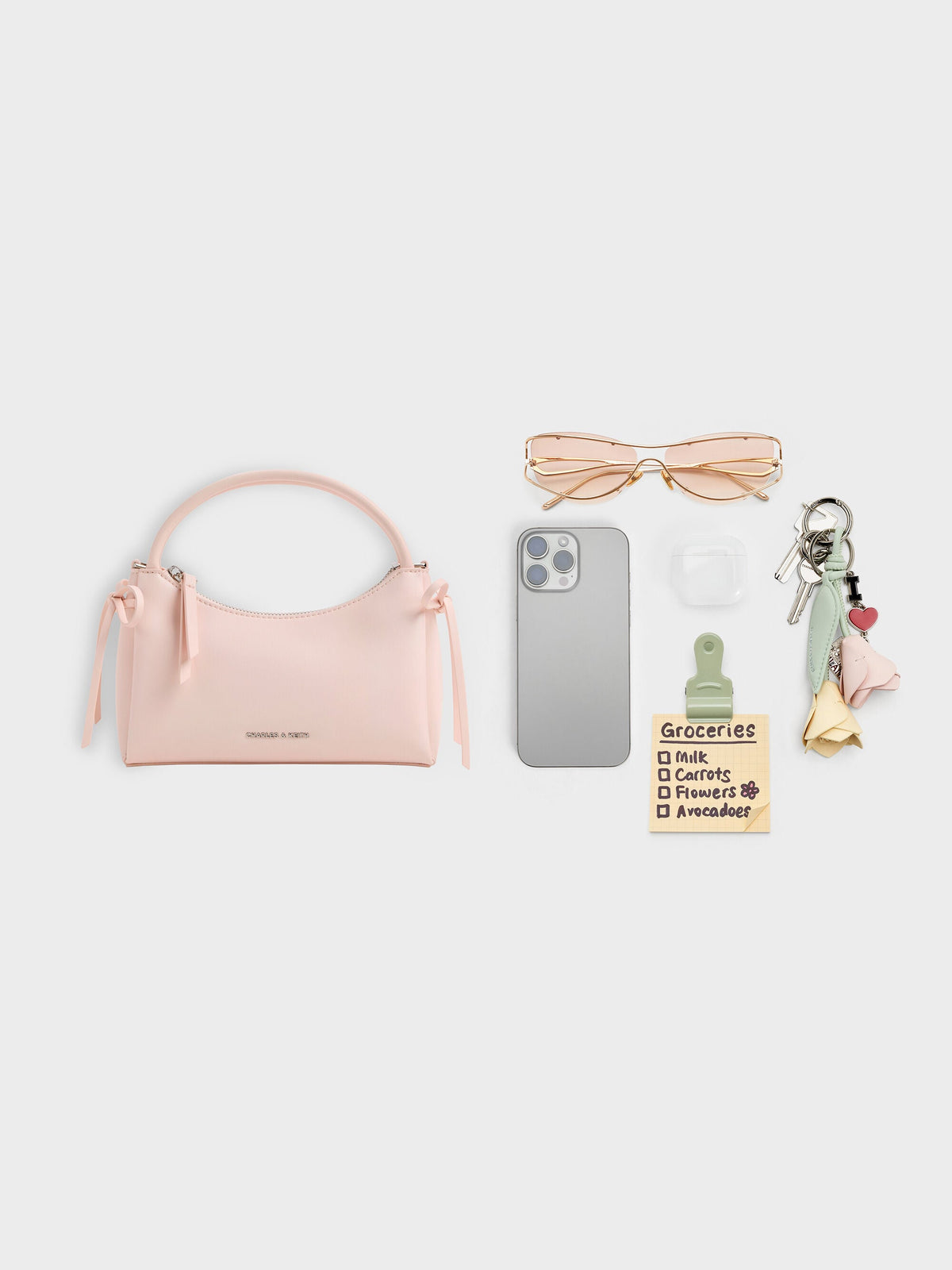 CHARLES & KEITH Sale / Hazel Bow Top Handle Bag - Soft Pink