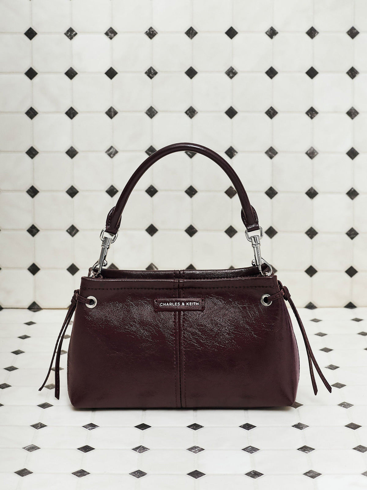 CHARLES & KEITH Latest / Noane Top Handle Bag - Wineberry Red