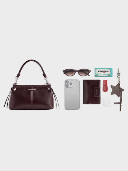 CHARLES & KEITH Latest / Noane Top Handle Bag - Wineberry Red