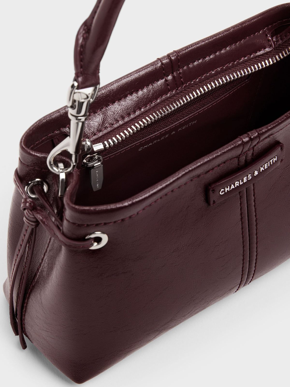 CHARLES & KEITH Latest / Noane Top Handle Bag - Wineberry Red