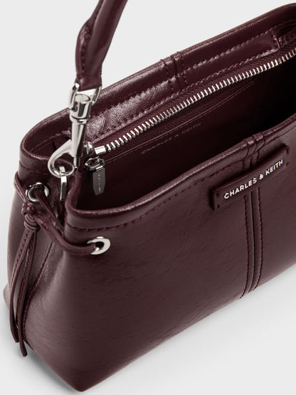 CHARLES & KEITH Latest / Noane Top Handle Bag - Wineberry Red
