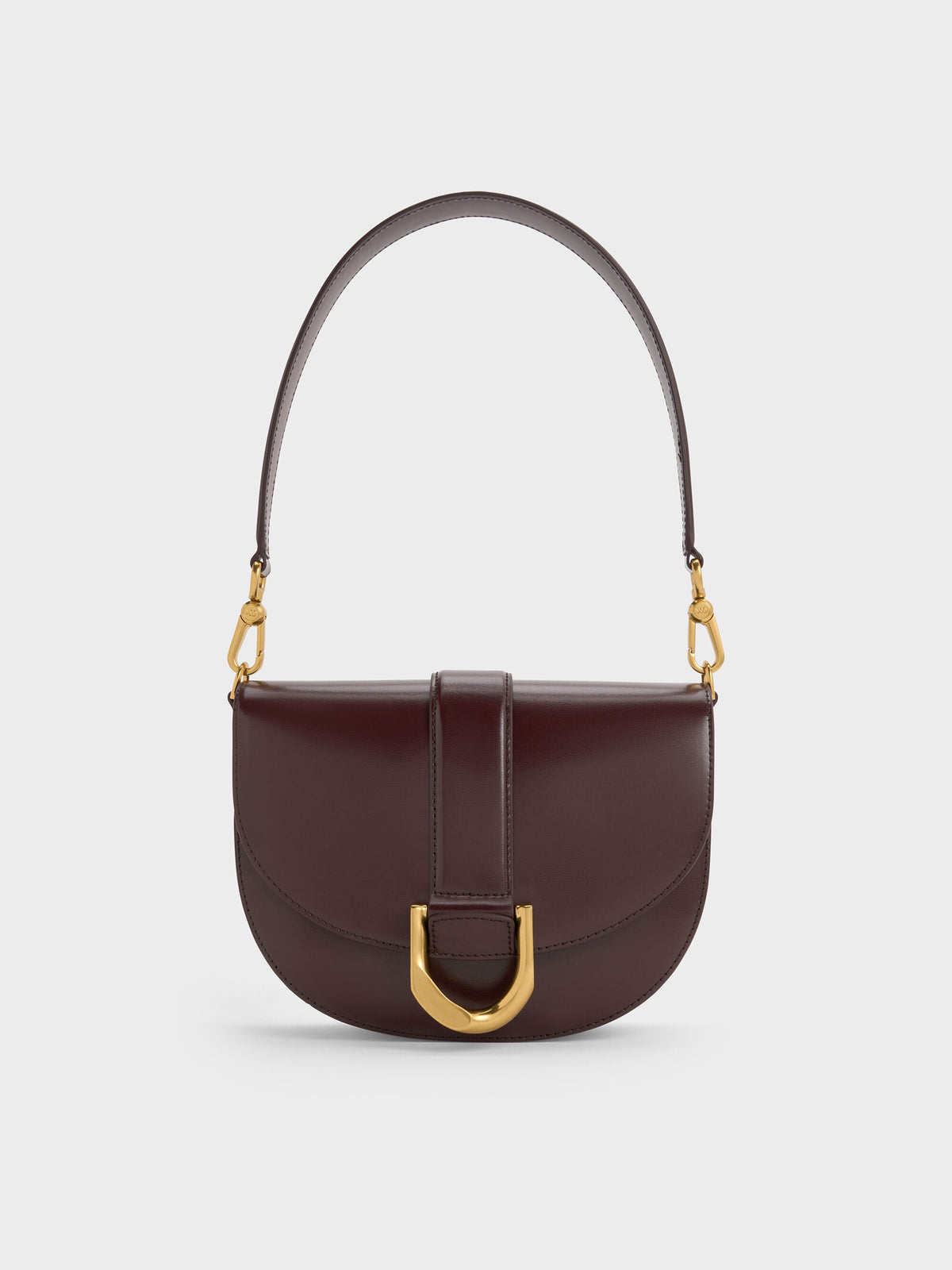CHARLES & KEITH Signature / Gabine Leather Saddle Bag - Plum