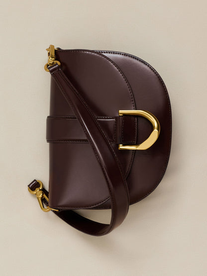 CHARLES & KEITH Signature / Gabine Leather Saddle Bag - Plum