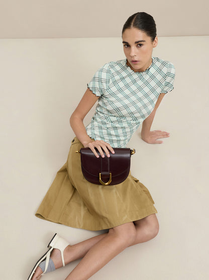 CHARLES & KEITH Signature / Gabine Leather Saddle Bag - Plum