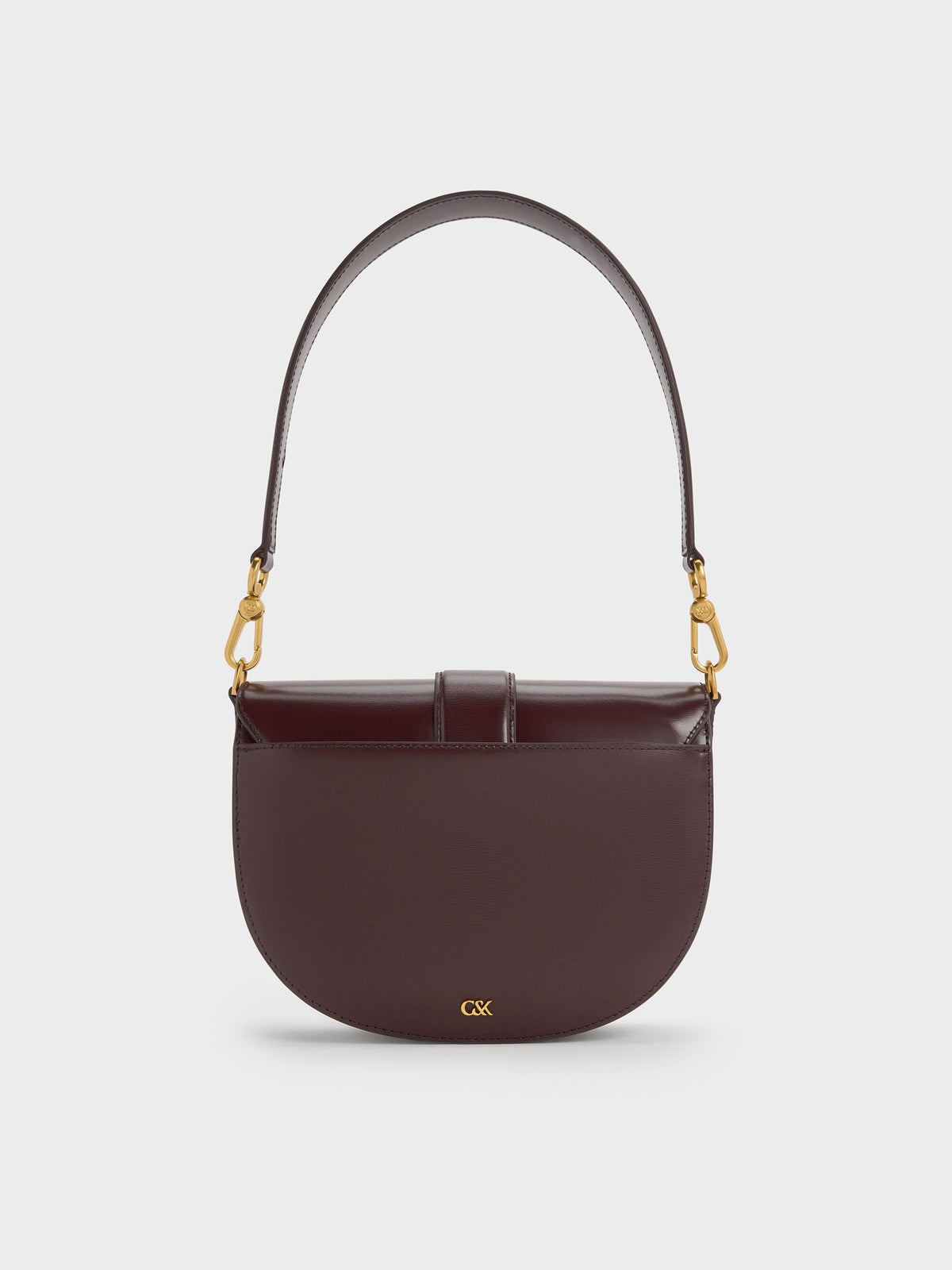 CHARLES & KEITH Signature / Gabine Leather Saddle Bag - Plum
