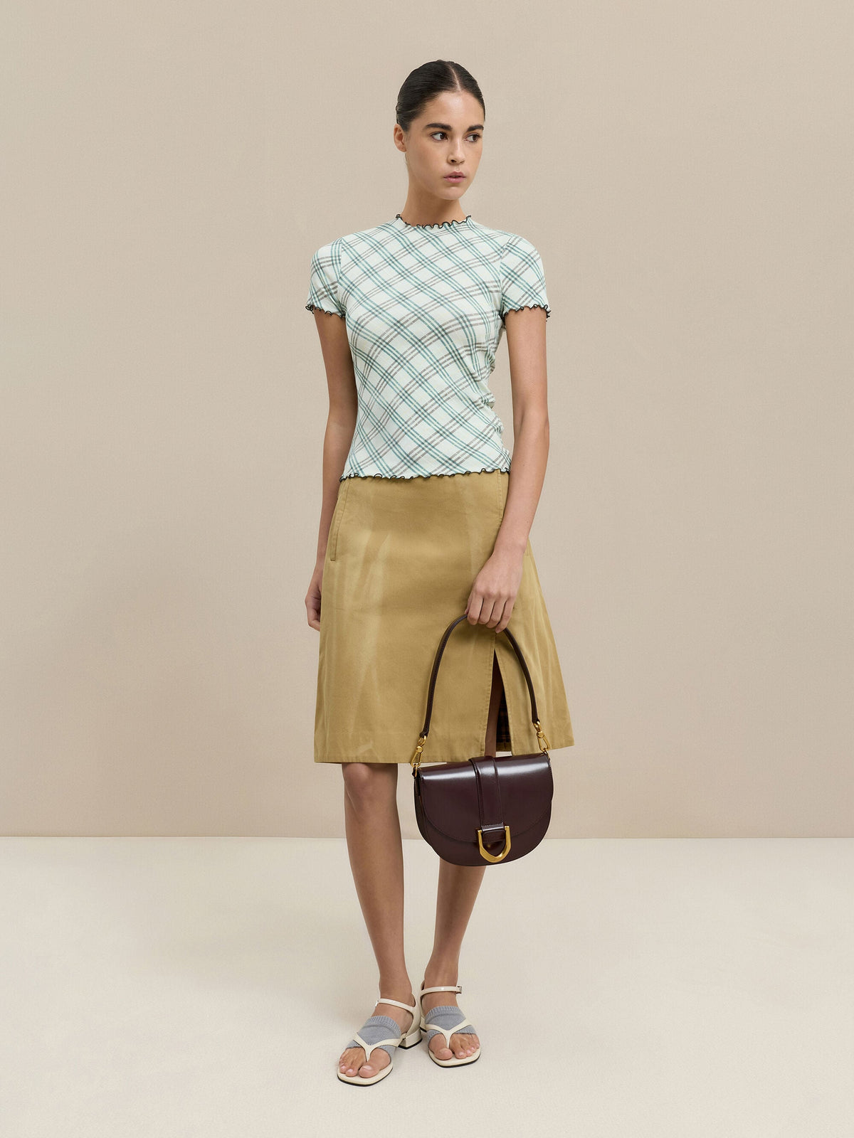 CHARLES & KEITH Signature / Gabine Leather Saddle Bag - Plum