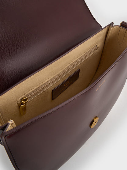 CHARLES & KEITH Signature / Gabine Leather Saddle Bag - Plum