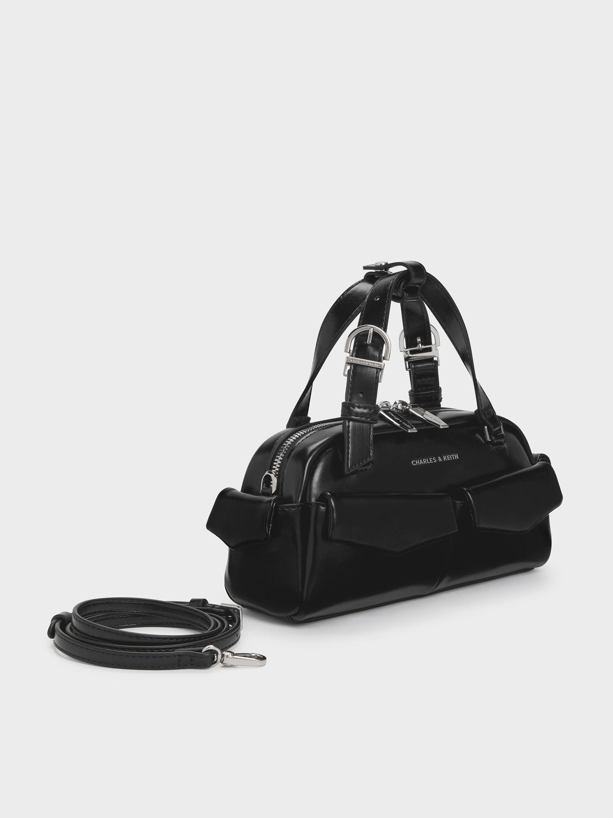 CHARLES & KEITH Top Pick / Rachel Multi-Pocket Bowling Bag - Noir