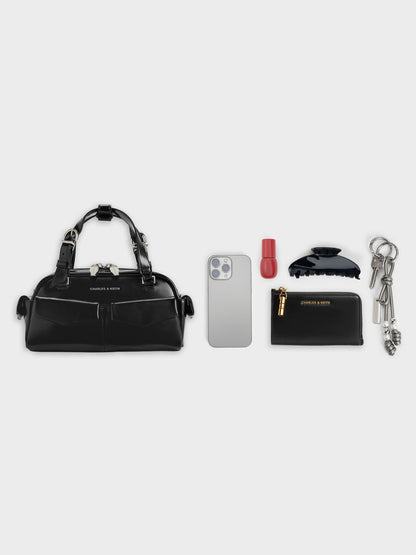CHARLES & KEITH Top Pick / Rachel Multi-Pocket Bowling Bag - Noir