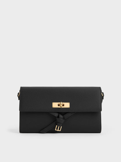 CHARLES & KEITH Recommended / Tricha Knotted-Belt Crossbody Bag - Black