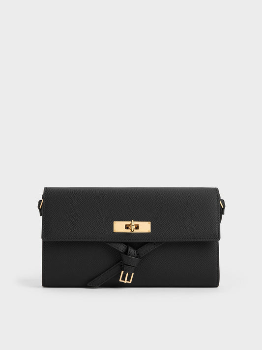 CHARLES & KEITH Recommended / Tricha Knotted-Belt Crossbody Bag - Black