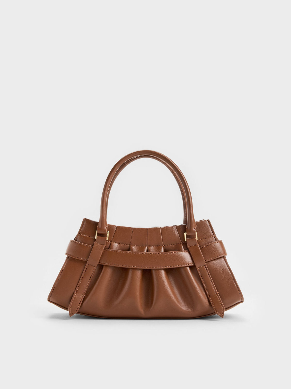 CHARLES & KEITH Quality / Isolde Belted Ruched Crossbody Bag - Chocolate